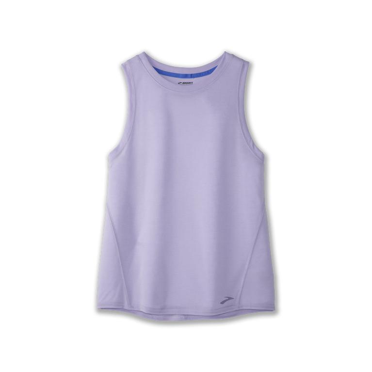 Brooks Distance Womens Running Tank Top - Heather Violet Dash/Black - Indonesia (CSPI-84105)